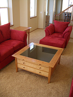 Cherry Map Table with Bird's-eye Maple Drawers